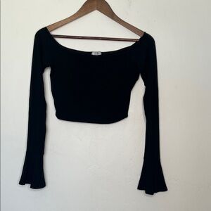 Tobi Black Bell Sleeve Cropped Top Y2K Goth Fairygrunge Size M